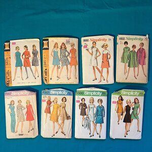 Lot of 8 60s 70s Vintage Sewing Patterns Size 10 Bust 32.5”
